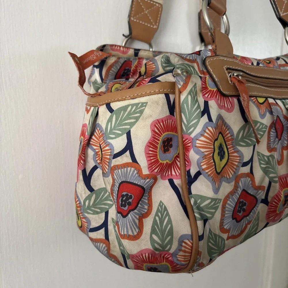 Lily Bloom Canvas Top Handle Bag Purse Floral Colorful Spring
